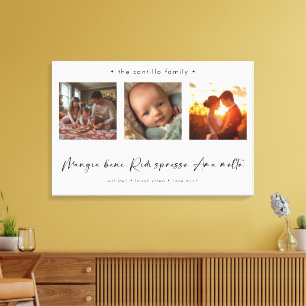 Moderne Fotocollage Italiaanse Mangia Bene Canvas Afdruk