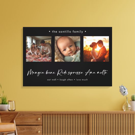 Moderne Fotocollage Italiaanse Mangia Bene Canvas Afdruk (Insitu (Woonkamer))