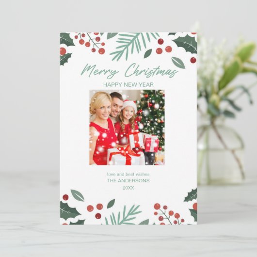 Moderne fotocollage Kerstmis kerstkaart Kaart (Staand voorkant)
