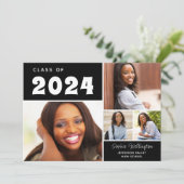 Moderne fotocollage klasse van 2024 Afstuderen Aankondiging (Staand voorkant)