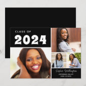 Moderne fotocollage klasse van 2024 Afstuderen Aankondiging (Voorkant / Achterkant)
