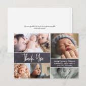 Moderne fotocollage krijtbord Baby shower Bedankkaart (Voorkant / Achterkant)