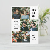 Moderne Fotocollage Layout Leuke Witte Chic Weddin Save The Date (Staand voorkant)