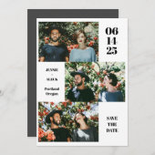 Moderne Fotocollage Layout Leuke Witte Chic Weddin Save The Date (Voorkant / Achterkant)