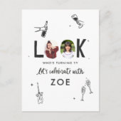 Moderne Fotocollage Leuke Hand-getrokken Verjaarda Briefkaart (Voorkant)