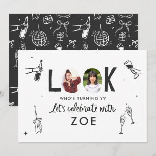 Moderne Fotocollage Leuke Hand-getrokken Verjaarda Kaart