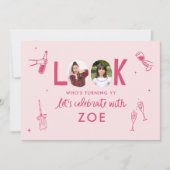 Moderne Fotocollage Leuke Hand-getrokken Verjaarda Kaart (Voorkant)