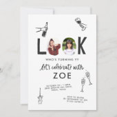 Moderne Fotocollage Leuke Hand-getrokken Verjaarda Kaart (Voorkant)