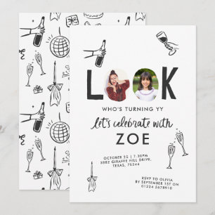 Moderne Fotocollage Leuke Hand-getrokken Verjaarda Kaart