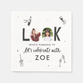 Moderne Fotocollage Leuke Hand-getrokken Verjaarda Servet (Voorkant)