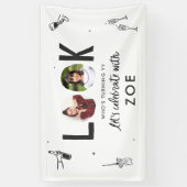 Moderne Fotocollage Leuke Hand-getrokken Verjaarda Spandoek (Verticaal)