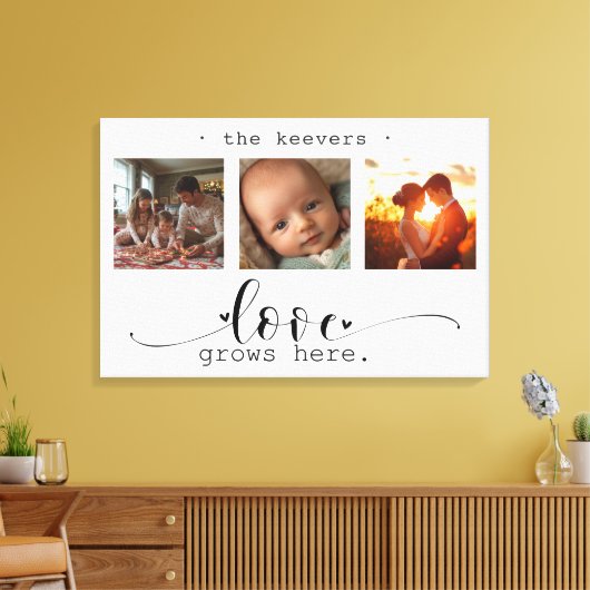 Moderne fotocollage liefde groeit hier canvas afdruk (Insitu (Woonkamer))