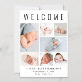 Moderne fotocollage Magnetische geboorte aankondig Magnetische Uitnodiging (Voorkant)