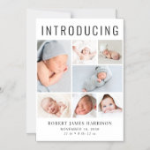 Moderne fotocollage Magnetische geboorte aankondig Magnetische Uitnodiging (Voorkant)