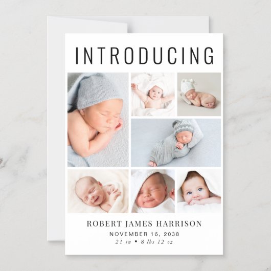 Moderne fotocollage Magnetische geboorte aankondig Magnetische Uitnodiging (Voorkant)