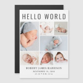 Moderne fotocollage Magnetische geboorte aankondig Uitnodiging (Voorkant / Achterkant)