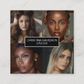 Moderne fotocollage Makeup kunstenaar stylist Squa Vierkante Visitekaartje (Voorkant)