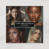 Moderne fotocollage Makeup kunstenaar stylist Squa Vierkante Visitekaartje (Voorkant)