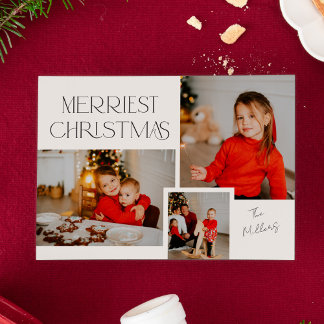 Moderne fotocollage Merriest Christmas Feestdagenkaart