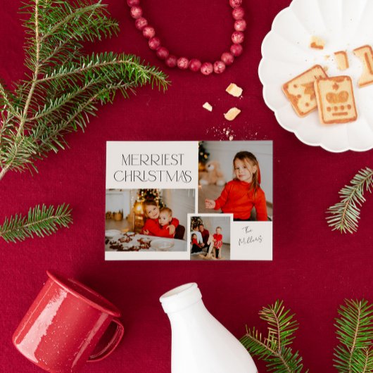 Moderne fotocollage Merriest Christmas Feestdagenkaart