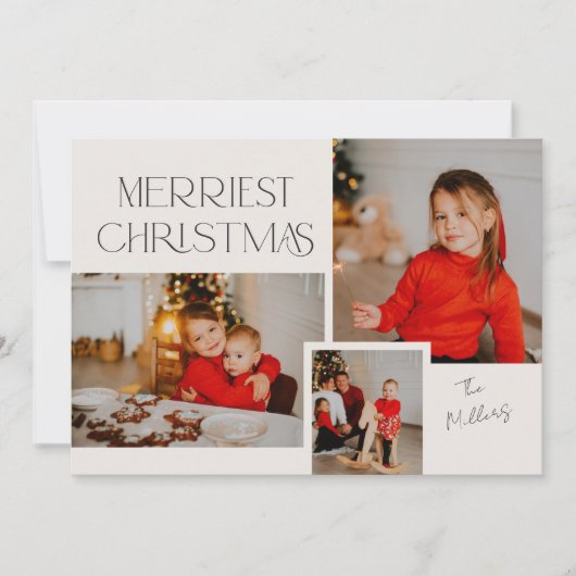 Moderne fotocollage Merriest Christmas Feestdagenkaart (Voorkant)