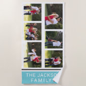 Moderne fotocollage met zes foto's blauw strandlaken (Voorkant)