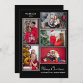 Moderne fotocollage Minimal Black Christmas Feestdagenkaart (Voorkant / Achterkant)