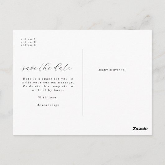 Moderne Fotocollage Minimale bruiloft Save the Dat Briefkaart (Achterkant)