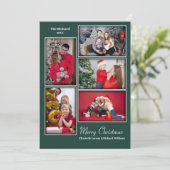 Moderne fotocollage minimale groene kerst feestdagenkaart (Staand voorkant)
