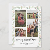 Moderne Fotocollage Minimale Kerstmis Botanische Feestdagenkaart (Voorkant)