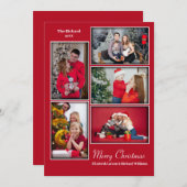 Moderne fotocollage Minimale rode kerst Feestdagenkaart (Voorkant / Achterkant)