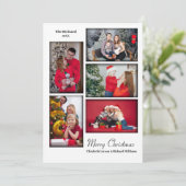 Moderne fotocollage minimale witte kerst feestdagenkaart (Staand voorkant)