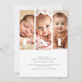 Moderne fotocollage minimalistisch 1e verjaardagsf kaart (Voorkant)