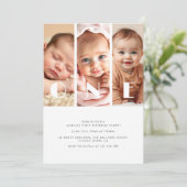 Moderne fotocollage minimalistisch 1e verjaardagsf kaart (Staand voorkant)