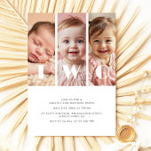 Moderne fotocollage minimalistisch 2e verjaardagsf kaart