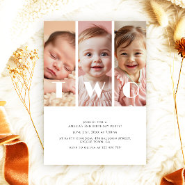 Moderne fotocollage minimalistisch 2e verjaardagsf kaart