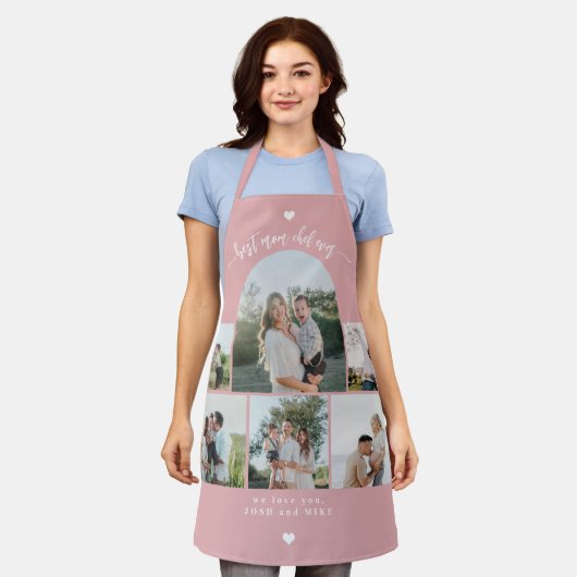 Moderne fotocollage Moederdag roze Schort (Gedragen)