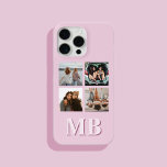 Moderne fotocollage monogram iPhone 15 pro max hoesje<br><div class="desc">Foto Collage Modern Initiaal Monogram Telefoon Case. Creëer uw eigen gepersonaliseerde iPhone Case met aangepaste initiaal naam en 4 foto's</div>