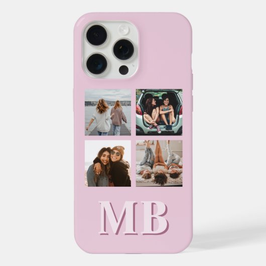 Moderne fotocollage monogram iPhone hoesje (Achterkant)