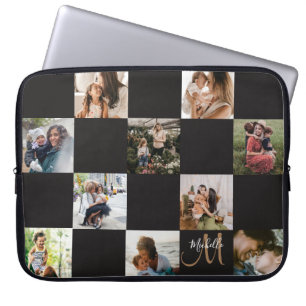 Moderne Fotocollage & Monogram Laptophoes Laptop Sleeve