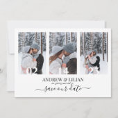 Moderne Fotocollage Monogram Minimalistische Trouw Save The Date (Voorkant)