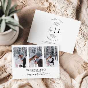Moderne Fotocollage Monogram Minimalistische Trouw Save The Date