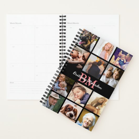 Moderne Fotocollage Monogrammed 2026 Planner (Display)