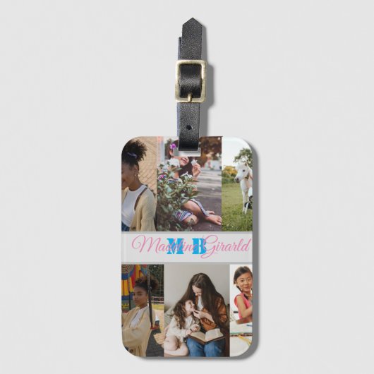 Moderne fotocollage monogrammed iPad Air Cover Bagagelabel (Voorkant (verticaal))