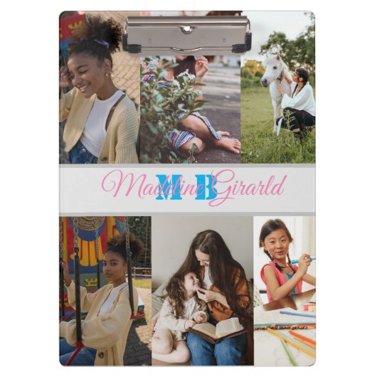 Moderne fotocollage monogrammen klembord (Voorkant)