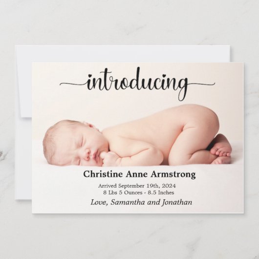 Moderne fotocollage Naam Geboorte Aankondiging Kaa (Voorkant)