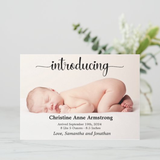 Moderne fotocollage Naam Geboorte Aankondiging Kaa (Staand voorkant)