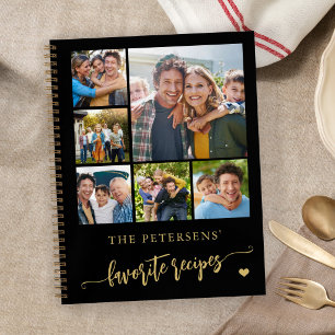 Moderne fotocollage naam gepersonaliseerd zwart notitieboek