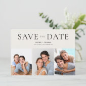 Moderne Fotocollage Neutraal Beige Save the Date (Staand voorkant)