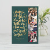 Moderne Fotocollage Nieuwjaars Script   Feestdagenkaart (Staand voorkant)